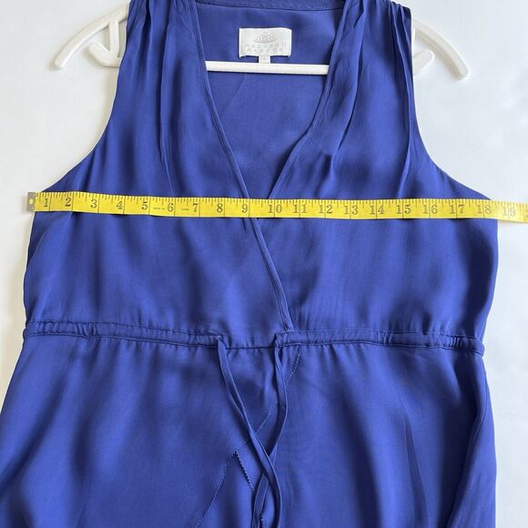 Madison Marcus Royal Blue Silk Maxi Dress Womens Small Layered High Slit - Picture 9 of 11